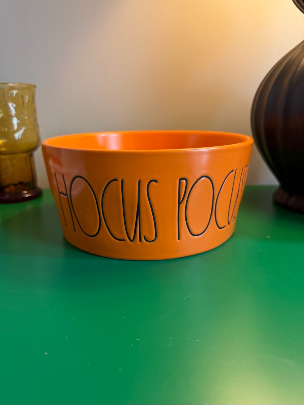 Rae Dunn Hocus Pocus Orange Pet bowl large